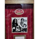 Load image into Gallery viewer, John Lennon &amp; Yoko Ono autograph page book signed and framed 37.5 x 16.5 with personal sketch
