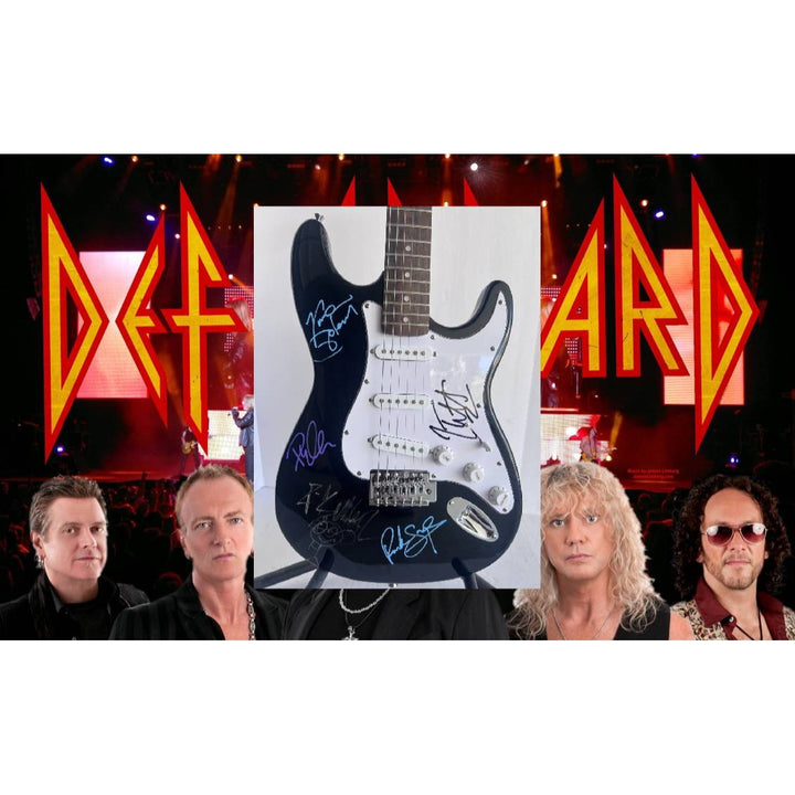 Vivian Campbell Joe Elliott Rick Allen Def Leppard Huntington Stratocaster full size electric guitar signed with proof