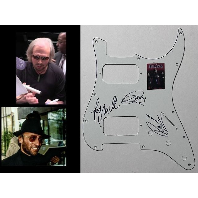 the Bee Gees Stratocaster electric pickguard signed with proof