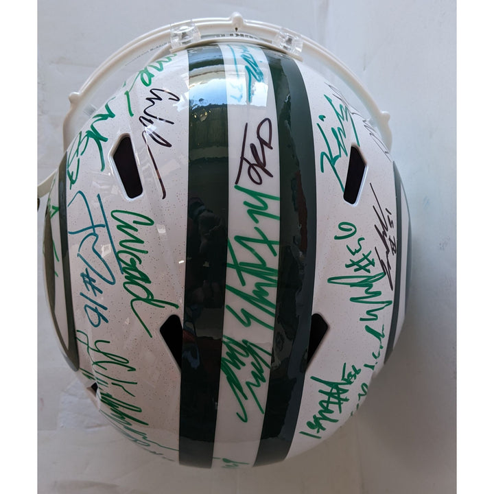 Green Bay Packers 2025 team helmet 35 plus Jordan Love Micah Parsons, Josh Jacobs, Romeo Doubs, Riddell full size helmet signed with proof