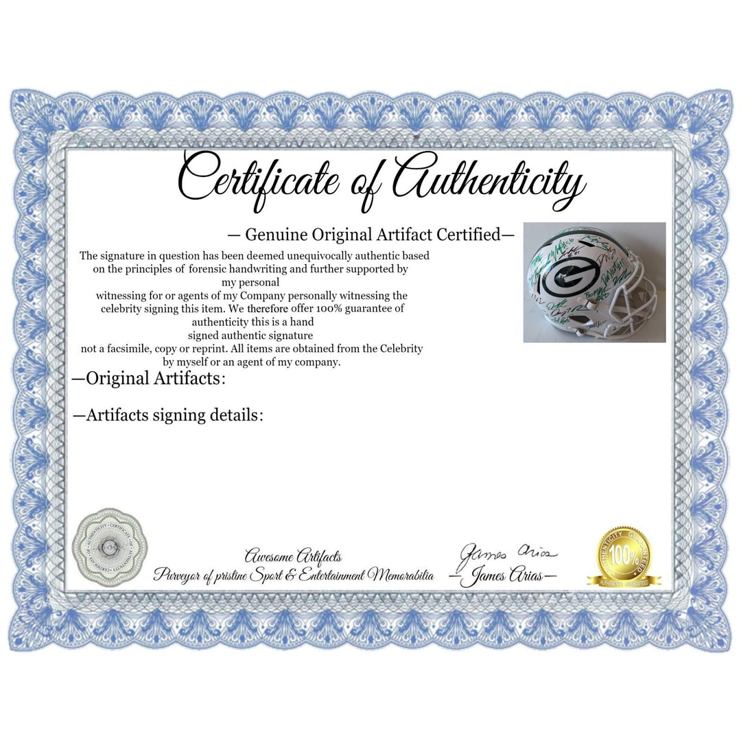 Green Bay Packers 2025 team helmet 35 plus Jordan Love Micah Parsons, Josh Jacobs, Romeo Doubs, Riddell full size helmet signed with proof