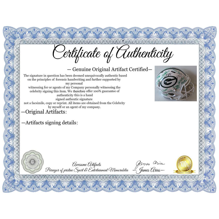 Green Bay Packers 2025 team helmet 35 plus Jordan Love Micah Parsons, Josh Jacobs, Romeo Doubs, Riddell full size helmet signed with proof