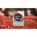 Load image into Gallery viewer, Kansas City Chiefs Patrick Mahomes Andy Reid Travis Kelce mini helmet signed with proof
