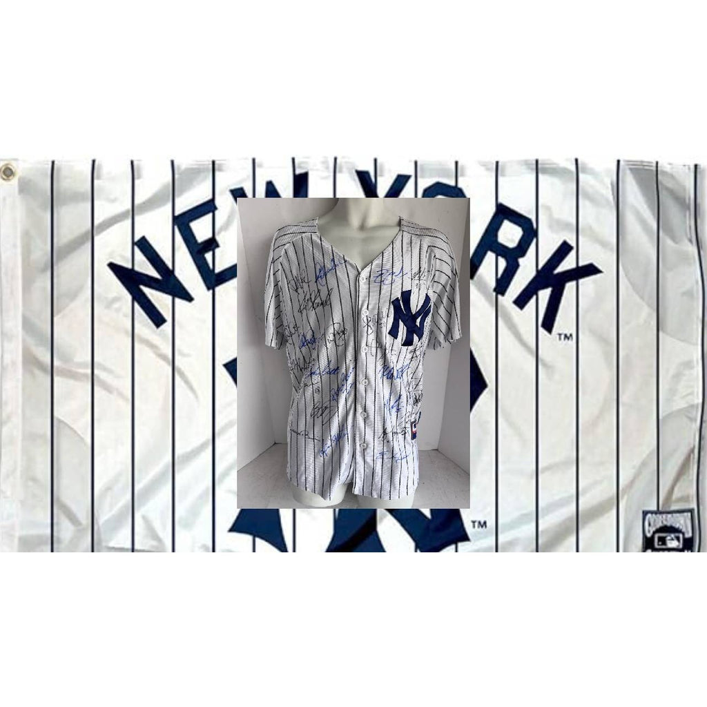 New York Yankees Derek Jeter Jersey Majestic 2009 World Series team signed with proof