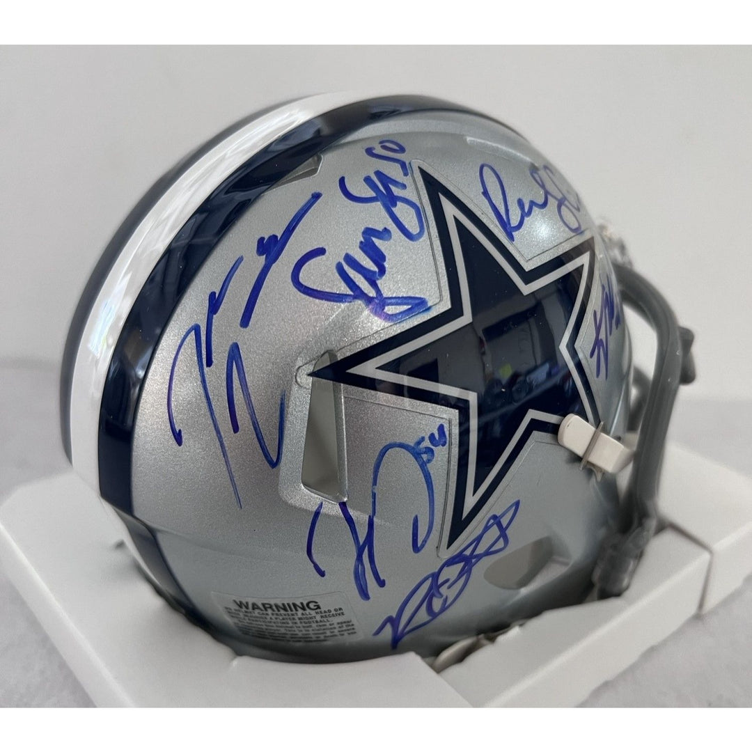 Dallas Cowboys Randy Gregory Demarcus Lawrence Sean Lee Leighton Vander Esch Jaylon Smith mini helmet signed