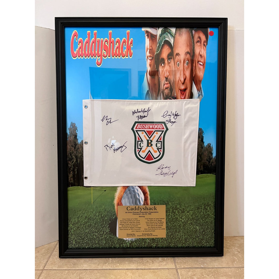 Caddyshack Bushwood Country Club Pin flag Bill Murray Rodney Dangerfield Chevy Chase cast signed with proof and framed 26x37