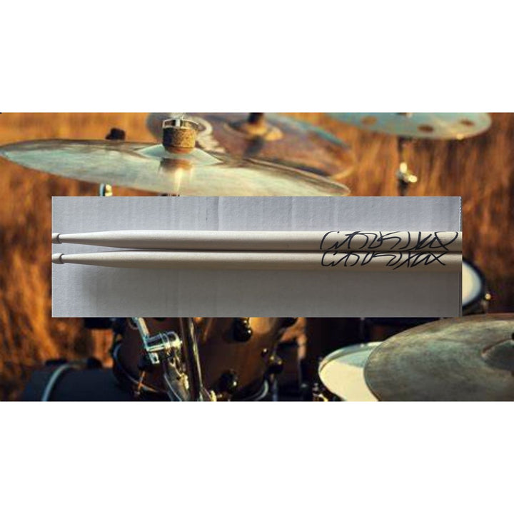 Carter Beauford drummer of the Dave Matthews Band drumsticks (2) signed with proof