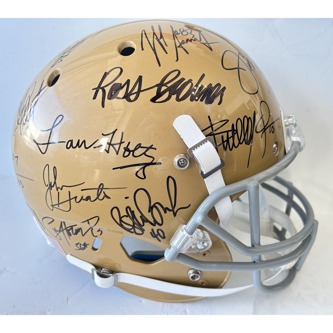 Notre Dame Fighting Irish Schutt full size helmet with 20 plus all time greats signed with proof