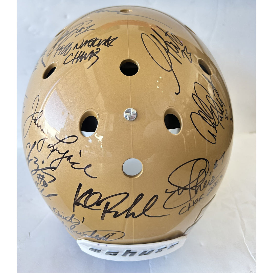 Notre Dame Fighting Irish Schutt full size helmet with 20 plus all time greats signed with proof