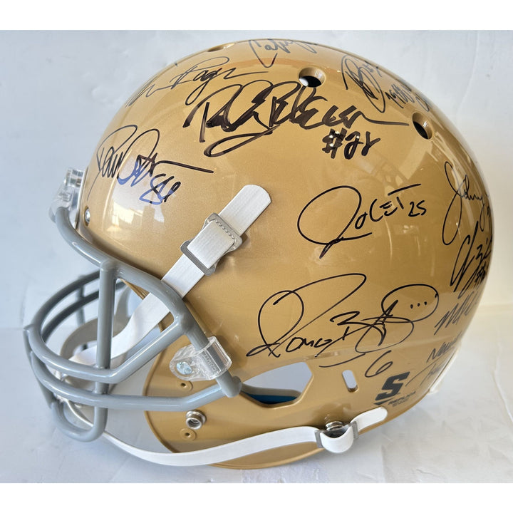 Notre Dame Fighting Irish Schutt full size helmet with 20 plus all time greats signed with proof