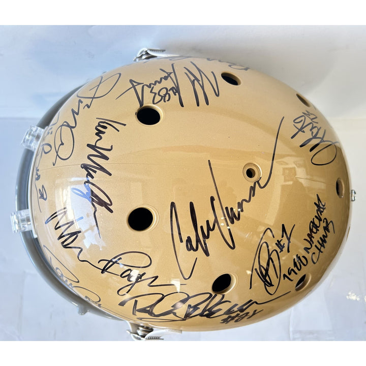 Notre Dame Fighting Irish Schutt full size helmet with 20 plus all time greats signed with proof