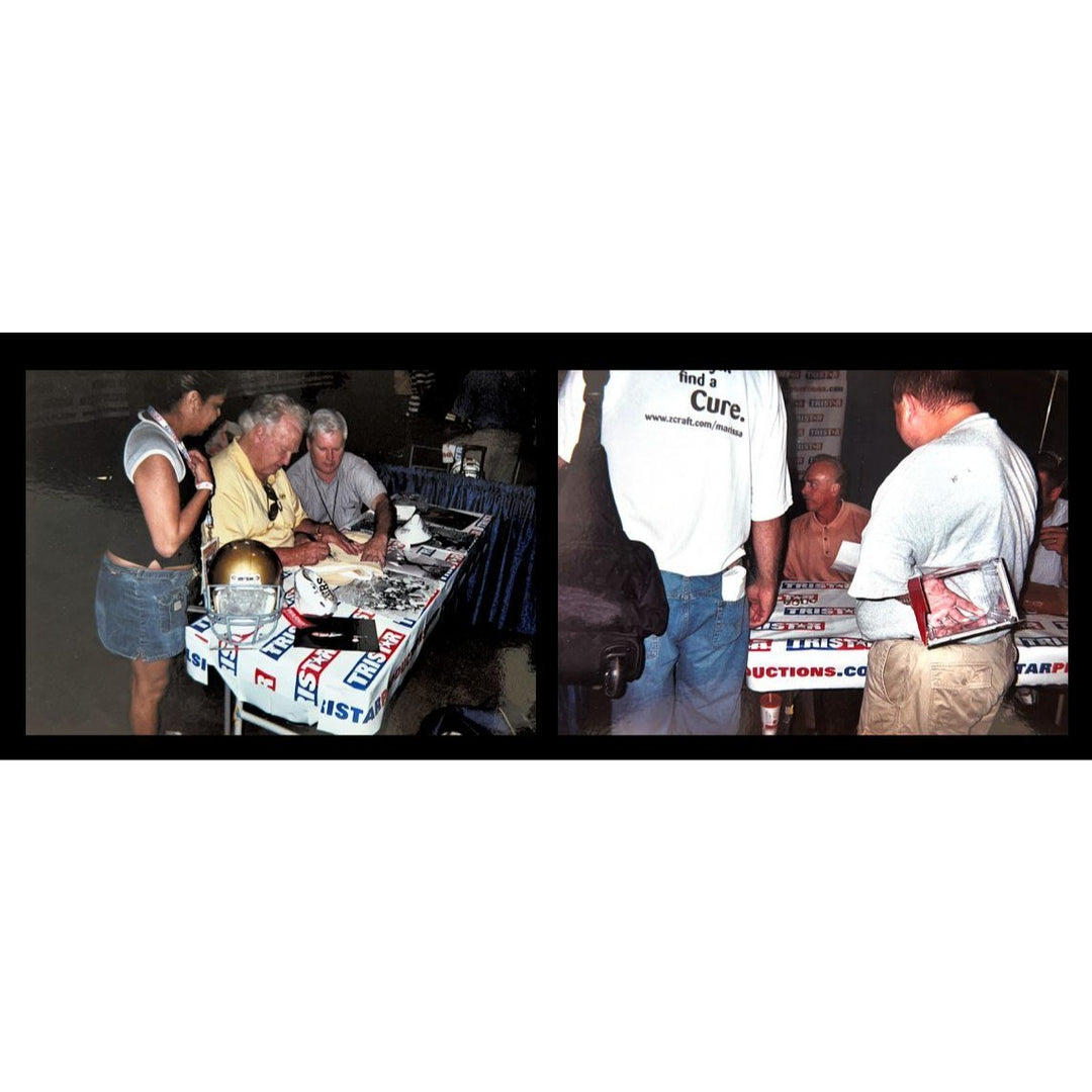 Notre Dame Fighting Irish Schutt full size helmet with 20 plus all time greats signed with proof