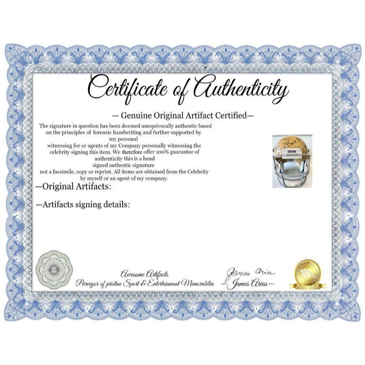 Notre Dame Fighting Irish Schutt full size helmet with 20 plus all time greats signed with proof