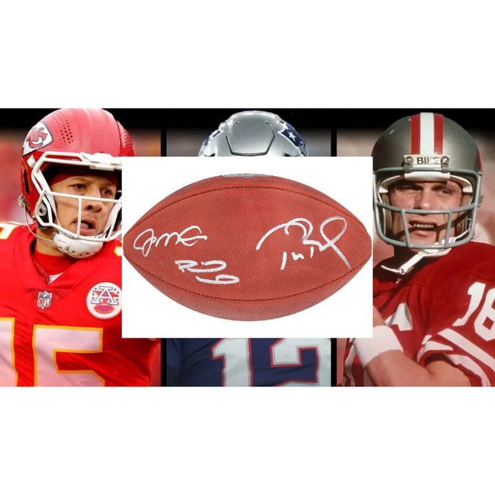 Patrick Mahomes Tom Brady Joe Montana  NFL Game Model Football signed with proof