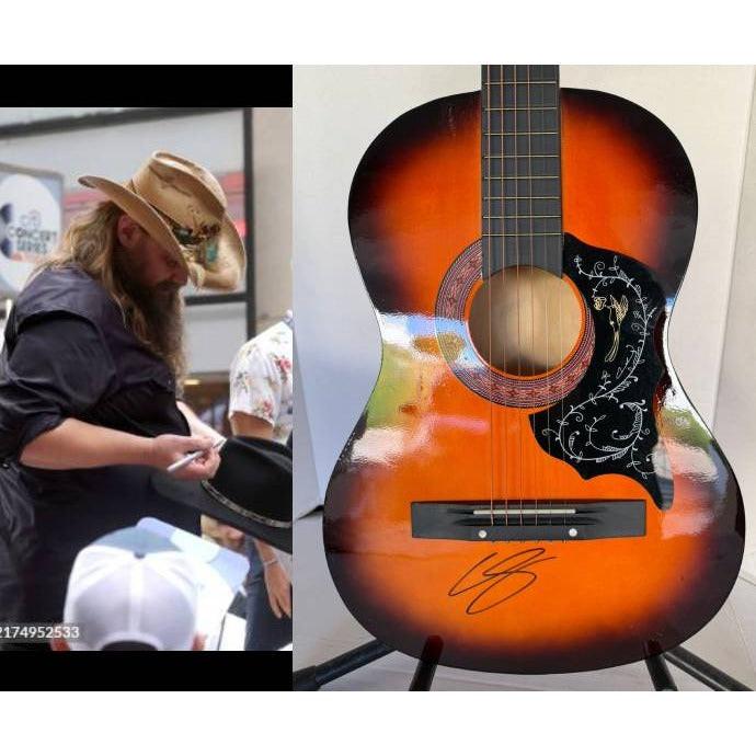 chris stapleton vintage acoustic guitar signed with proof