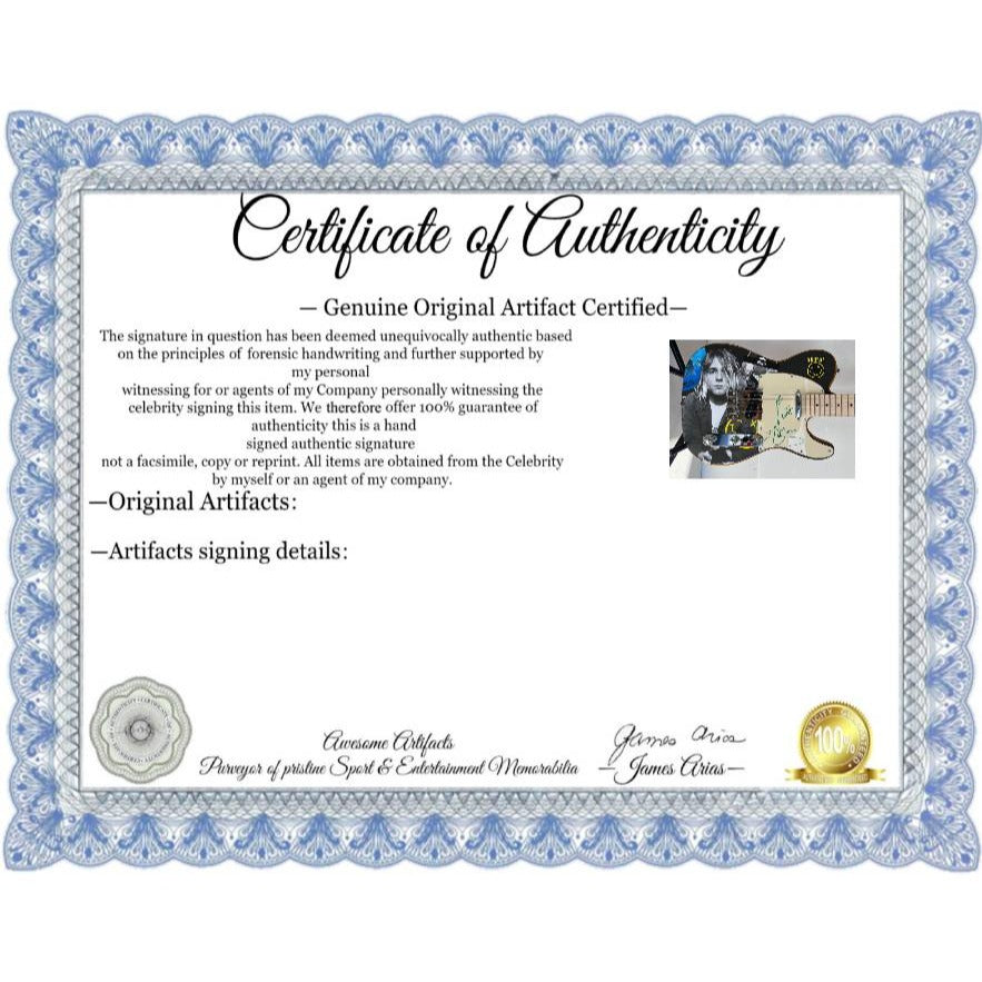 Kurt Cobain of Nirvana telecaster electric guitar signed with proof.