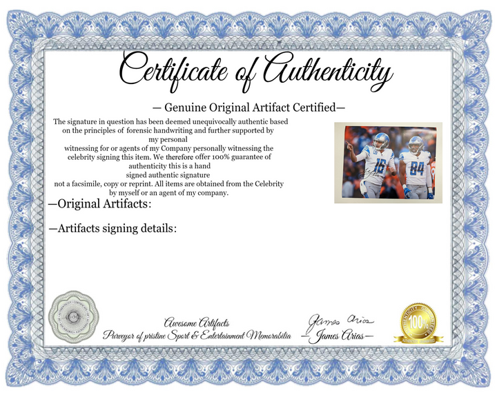 Detroit Lions Jared Goff 16x20 photo signed with proof