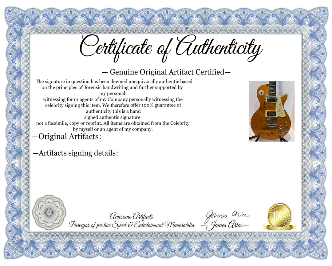 Eddie and Alex Van Halen David Lee Roth Sammy Hagar Michel Anthony Van Halen gold full-size Les Paul electric guitar signed with proof