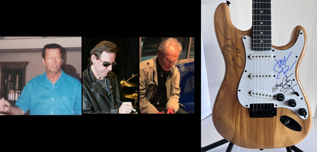 Cream supergroup Eric Clapton Ginger Baker Jack Bruce full size Stratocaster electric guitar signed with proof