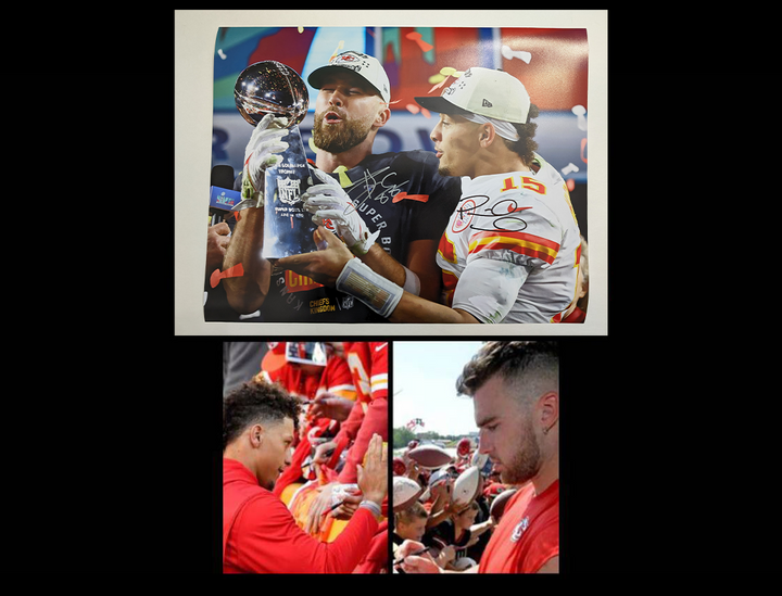 Kansas City Chiefs Patrick Mahomes and Travis Kelce 16x20 photo signed with proof