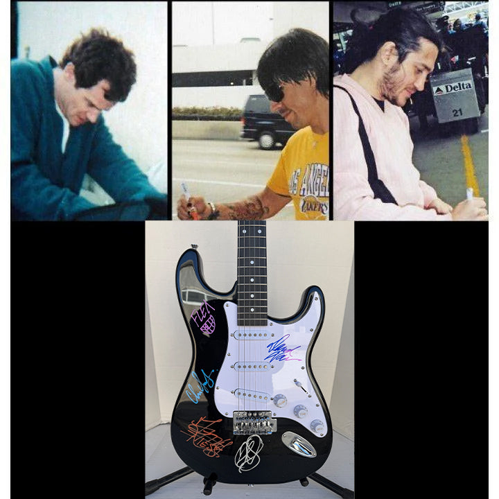 Red Hot Chili Peppers Anthony Kiedis Flea Chad Smith full size electric guitar signed with proof