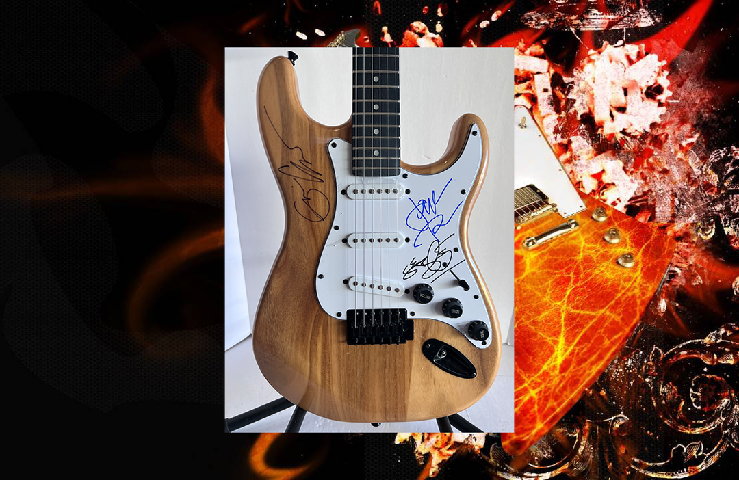 Cream supergroup Eric Clapton Ginger Baker Jack Bruce full size Stratocaster electric guitar signed with proof