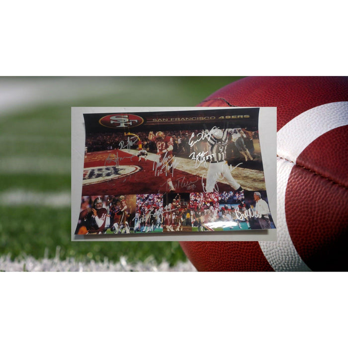 Joe Montana Jerry Rice Steve Young Ronnie Lott Rodger Craig Dwight Clark Bill Walsh 13x19 photo signed with proof