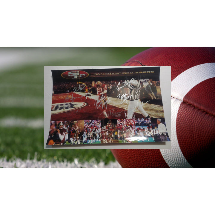 Joe Montana Jerry Rice Steve Young Ronnie Lott Rodger Craig Dwight Clark Bill Walsh 13x19 photo signed with proof Awesome Artifacts