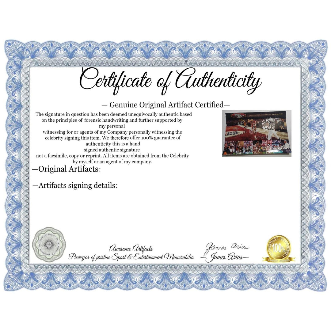 Joe Montana Jerry Rice Steve Young Ronnie Lott Rodger Craig Dwight Clark Bill Walsh 13x19 photo signed with proof Awesome Artifacts