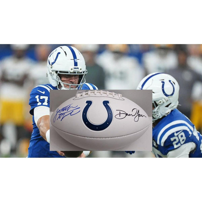 Jonathan Taylor and Daniel Jones Indianapolis Colts 2025 full size football signed with proof