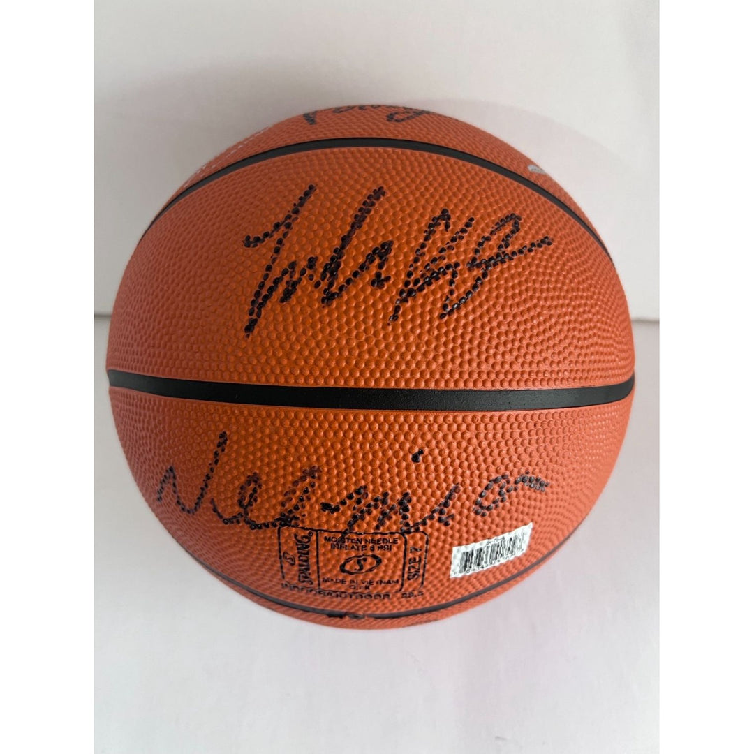 Boston Celtics 2023-24 Jayson Tatum Jrue Holiday Jaylen Brown Kristaps Porzingis complete team Spalding NBA full size basketball with proof