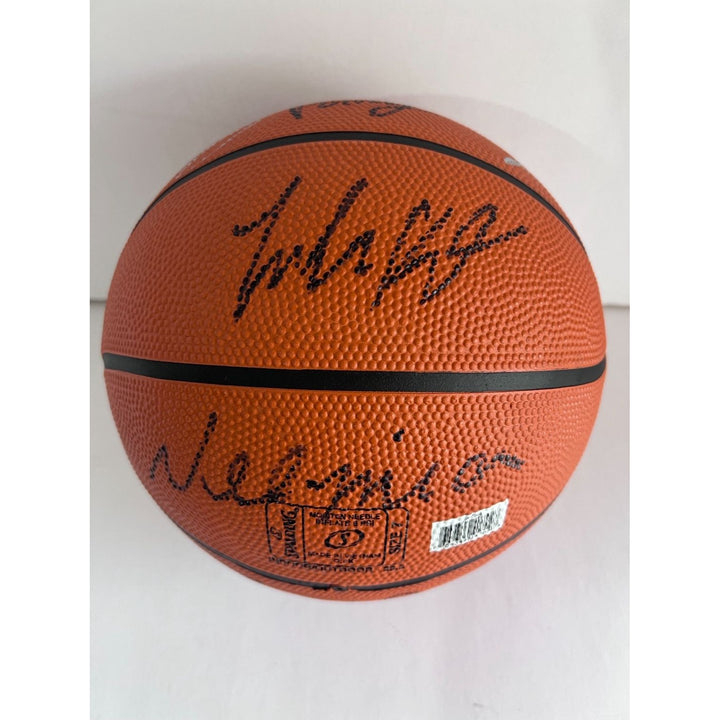 Boston Celtics 2023-24 Jayson Tatum Jrue Holiday Jaylen Brown Kristaps Porzingis complete team Spalding NBA full size basketball with proof