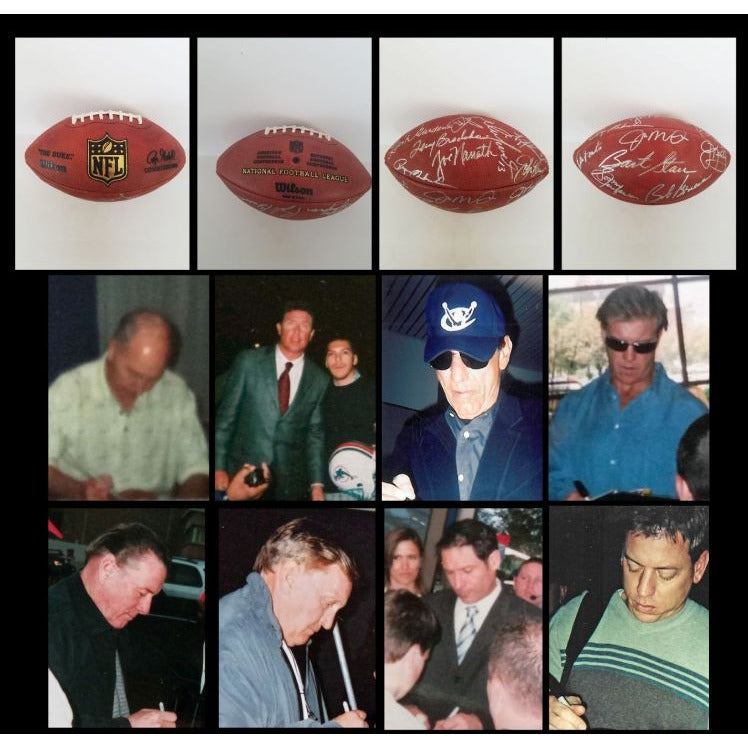 Bart Starr, John Elway, Joe Montana 15 NFL Hall of Fame quarterbacks NFL game football signed with proof with free case