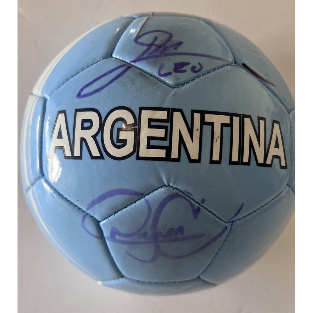 Lionel Messi Diego Maradona Argentina full size soccer ball signed with proof