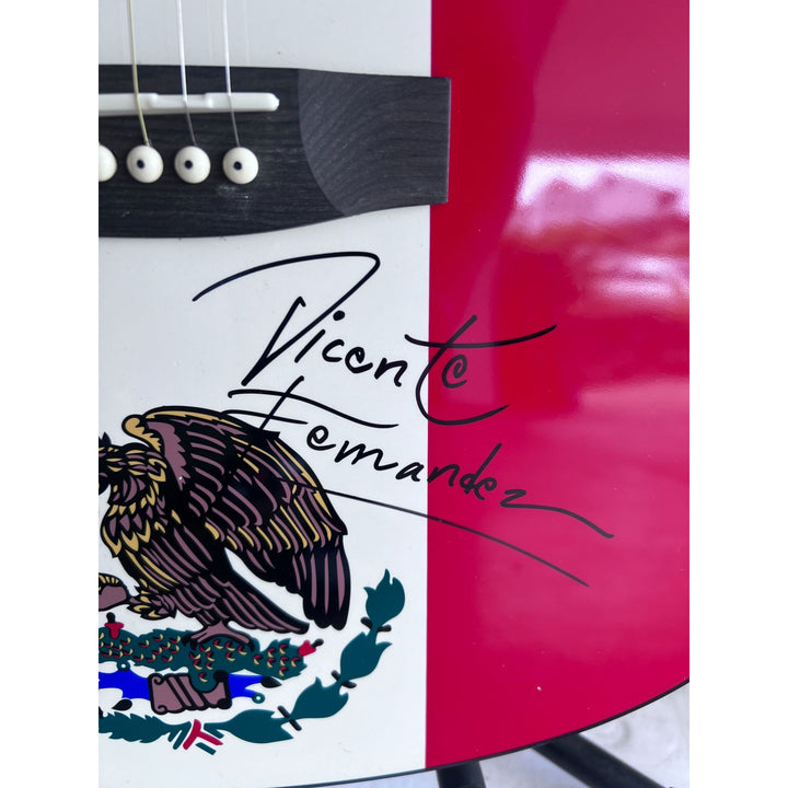 Vicente Fernandez Mexican flag full size acoustic guitar signed with proof