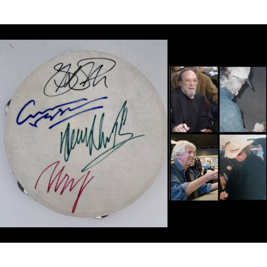 CSNY Crosby Stills Nash & Young 10 inch tambourine signed with proof