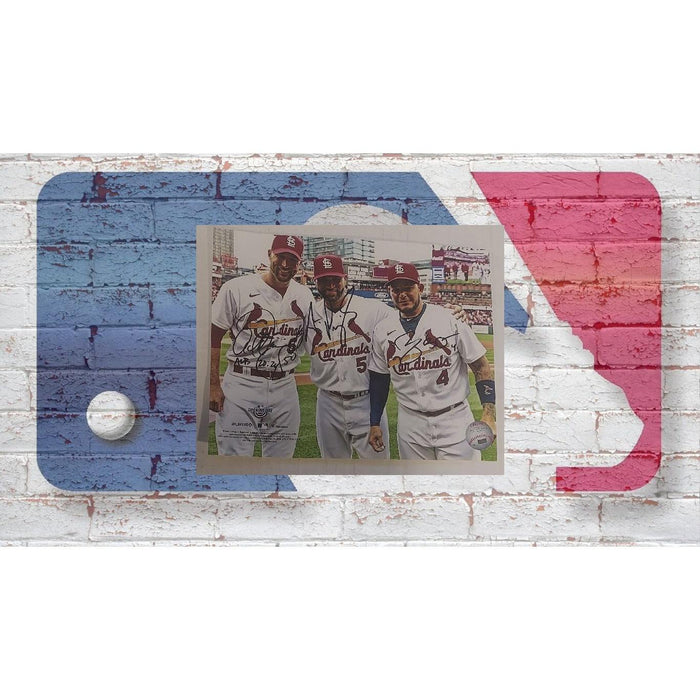St Louis Cardinals Albert Pujols Yadier Molina Adam Wainwright 8x10 photo signed with proof