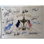 Load image into Gallery viewer, 1999 Ryder Cup Flag Payne Stewart, Tiger Woods, Phil Mickelson signed with proof
