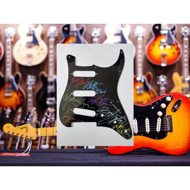 Bruce Springsteen and the E Street Band Stratocaster electric pickguard signed with proof