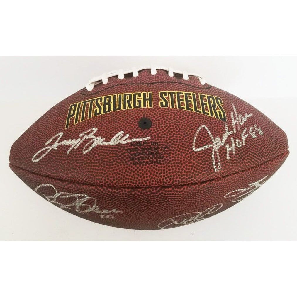 Pittsburgh Steelers Legends Autographed Football Bradshaw Swann Harris –