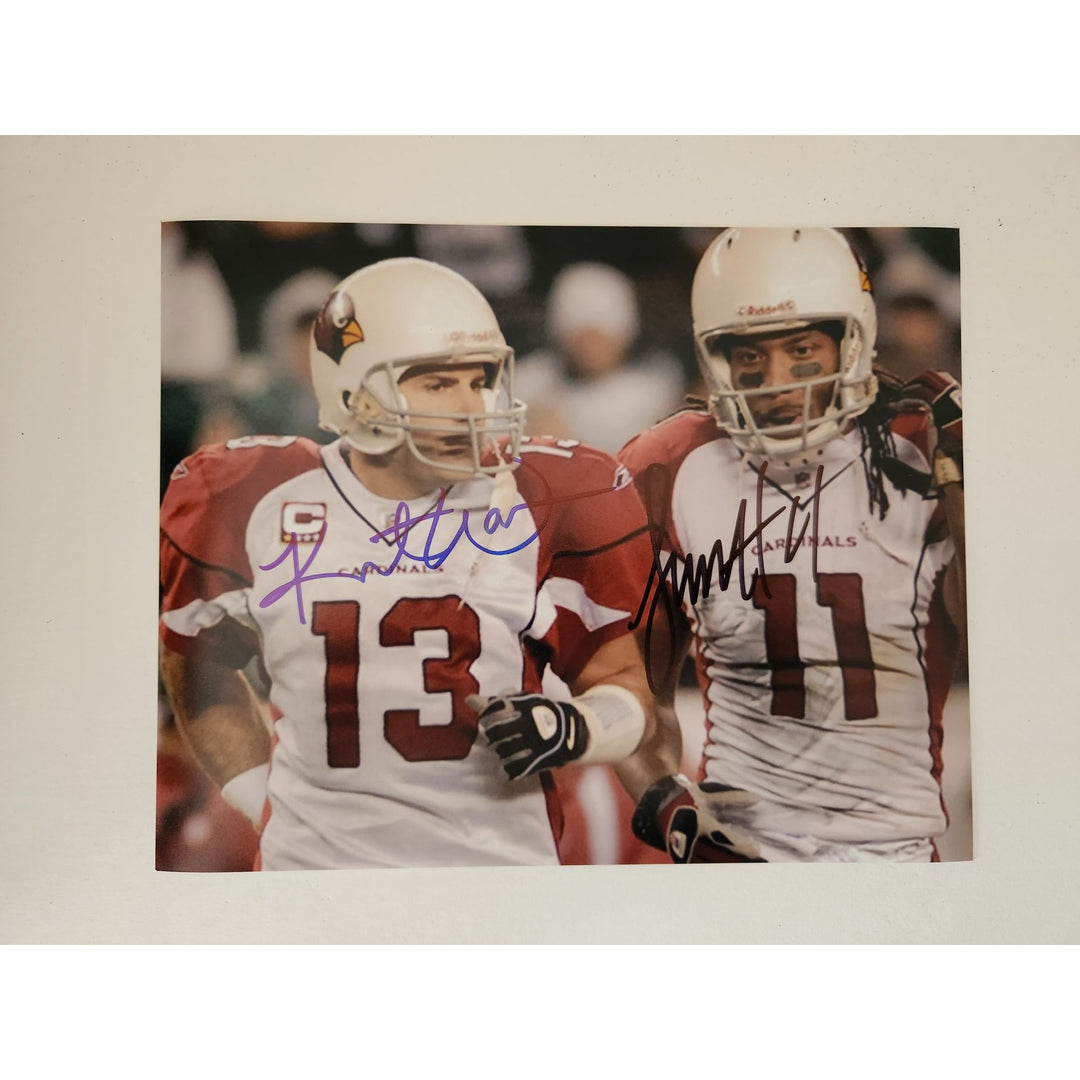 Arizona Cardinals Hall of Famers Kurt Warner and Larry Fitzgerald signed 8 by 10 photo