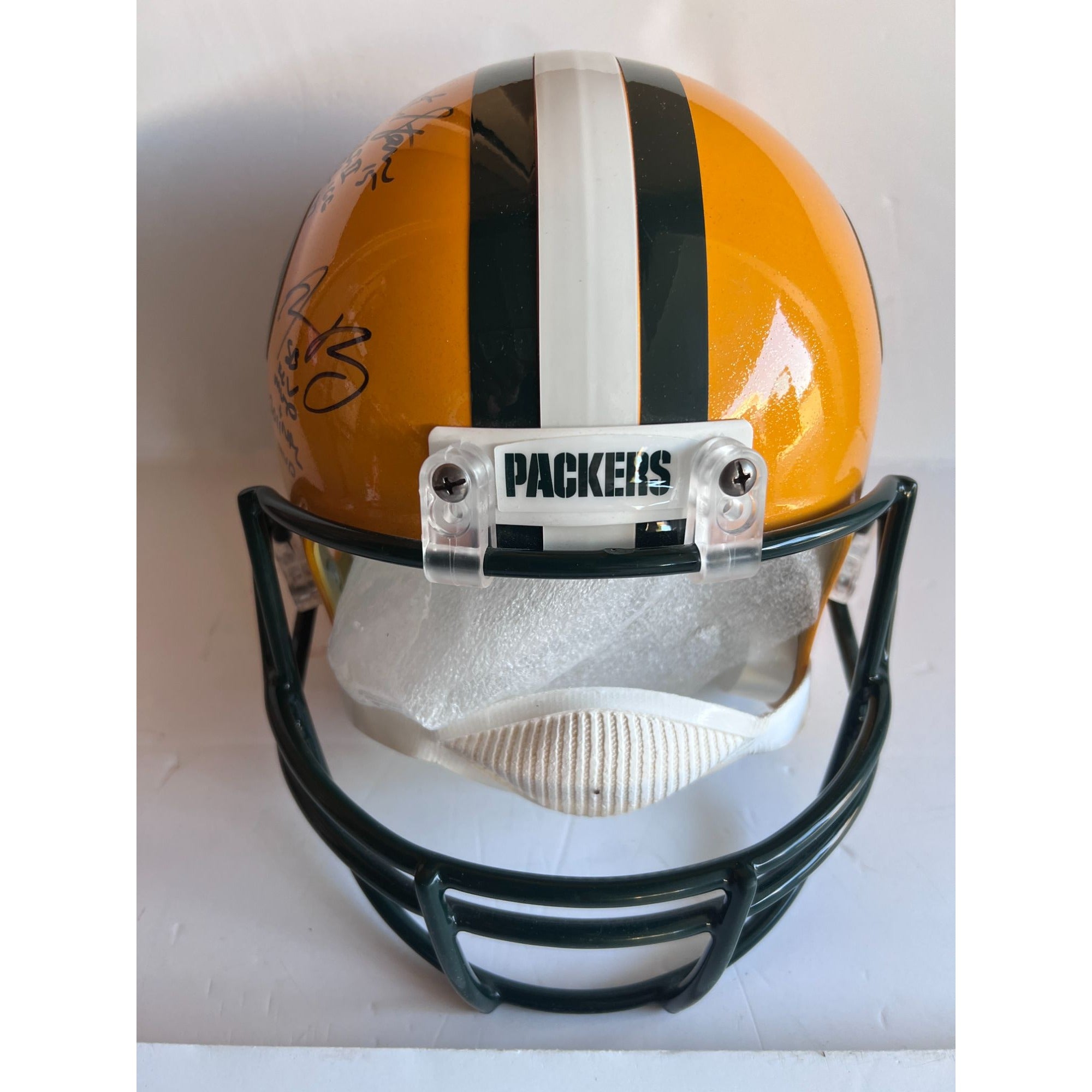 Aaron Rodgers Clay Matthews 2009-10 Green Bay Packer Super Bowl champs pro model team signed helmet