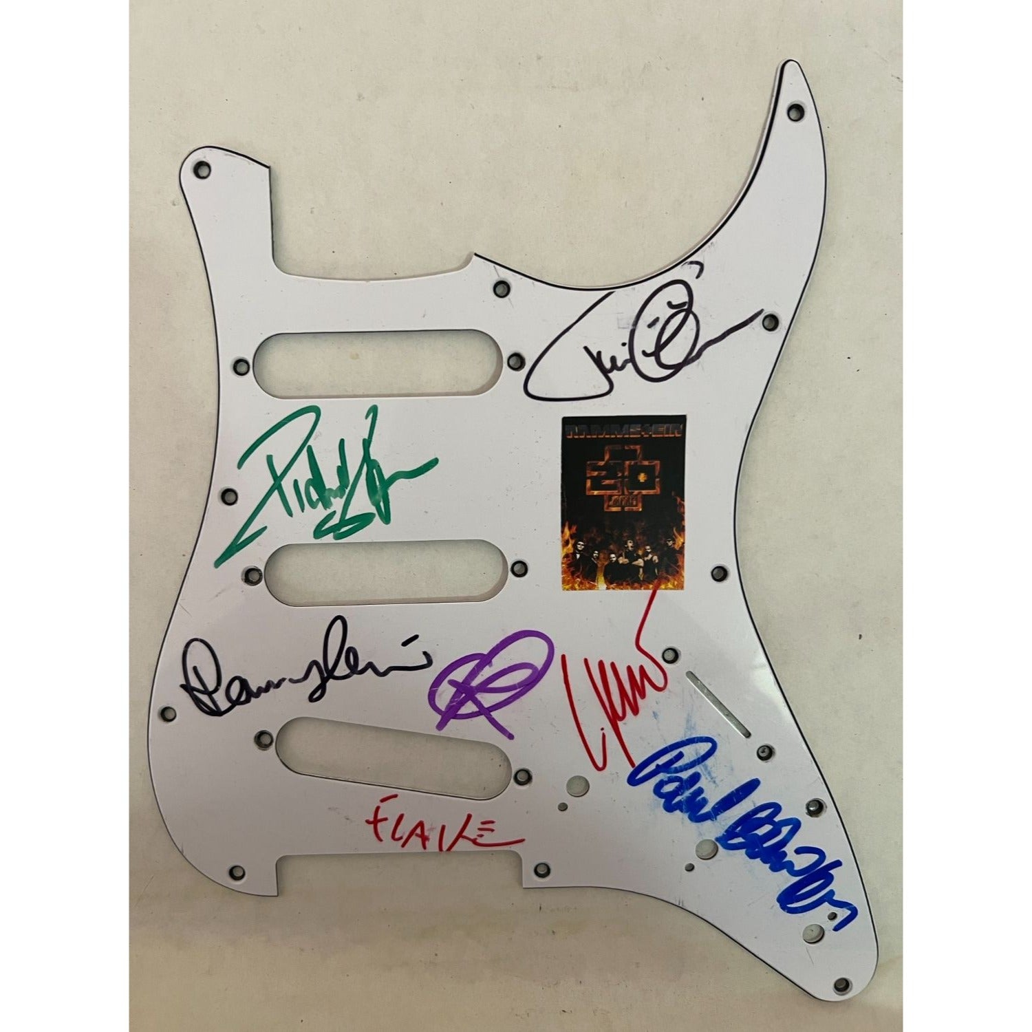 Rammstein electric guitar pickguard signed with proof