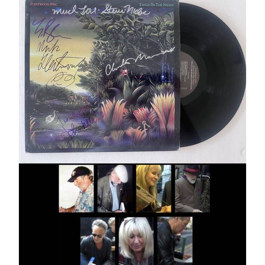 Fleetwood Mac Tango in the Night Mick Fleetwood, Christine McVie, Stevie Nicks, Lindsey Buckingham, and John McVie signed with proof