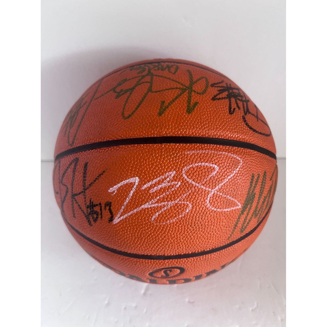 LeBron James Steph Curry Kevin Durant Anthony Davis Damian Lillard NBA superstars Spalding basketball signed with proof