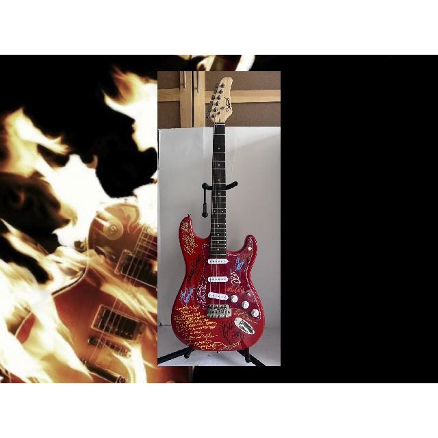 Lynyrd Skynyrd Garry Rossington Johnny Van Zant Rickey Medlocke Artimus Pyle  electric guitar signed with proof