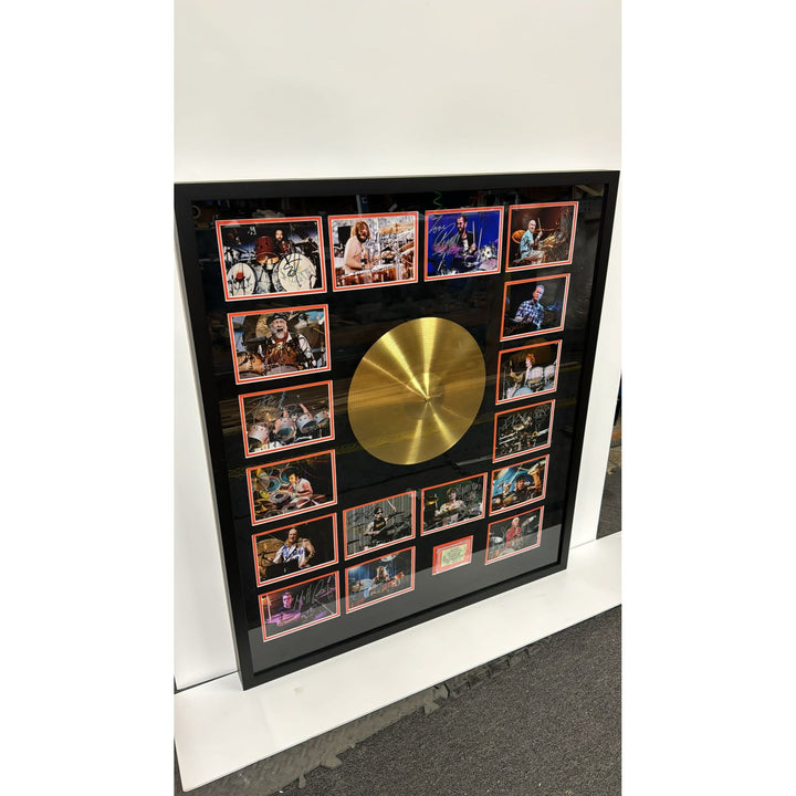 Ringo Starr John Bonham Keith Moon Neil Peart 18 legendary drummers of all time framed 36x40 and signed with proof