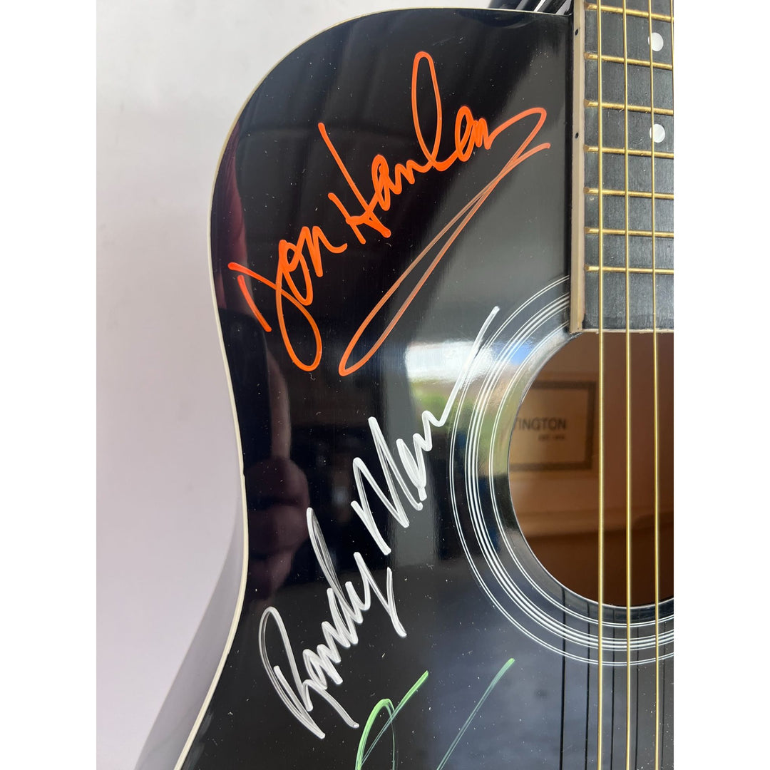 The Eagles Bernie Laden Joe Walsh Don Henley Glenn Frey Randy Meisner signed and inscribed full size acoustic guitar with proof