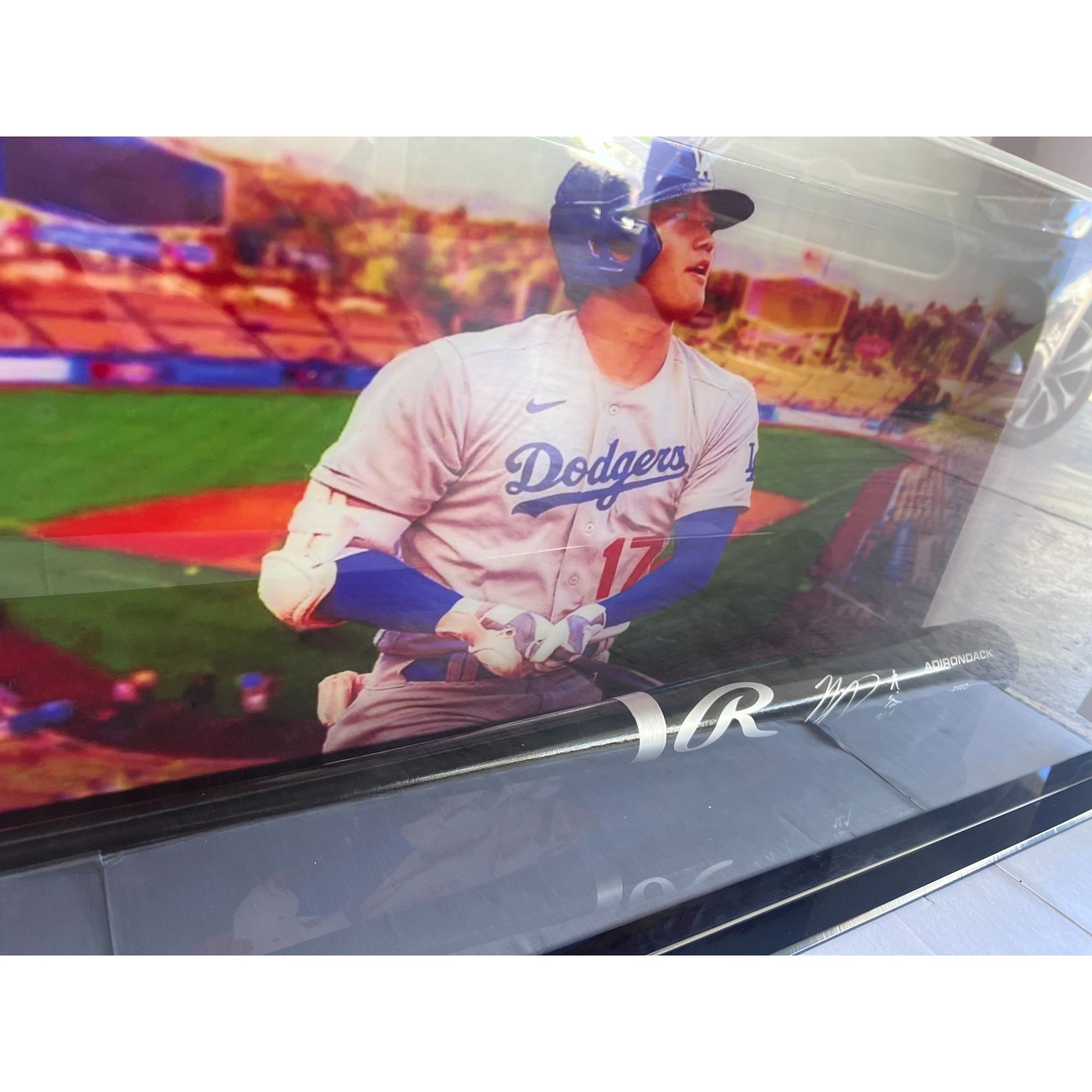 Shohei Ohtani full size Rawlings Major League Baseball Bat signed with proof and 36x18 acrilyc case