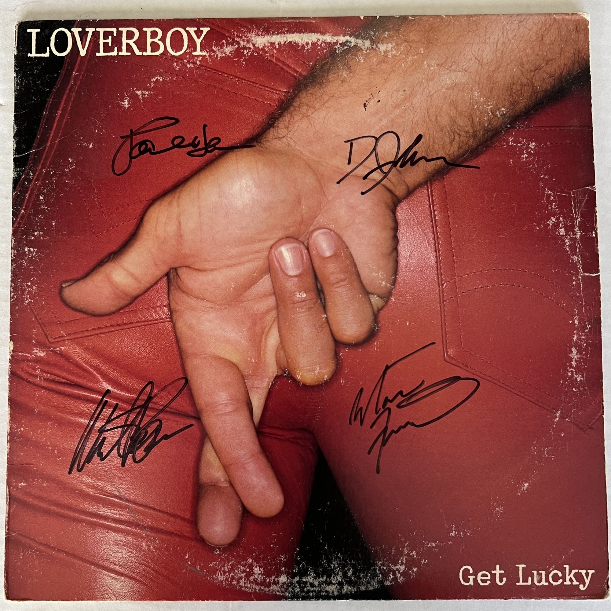 Loverboy "Get Lucky" Lp signed Mike Reno ,Paul Dean, Doug Johnson , Scott Smith, Matt Frenette